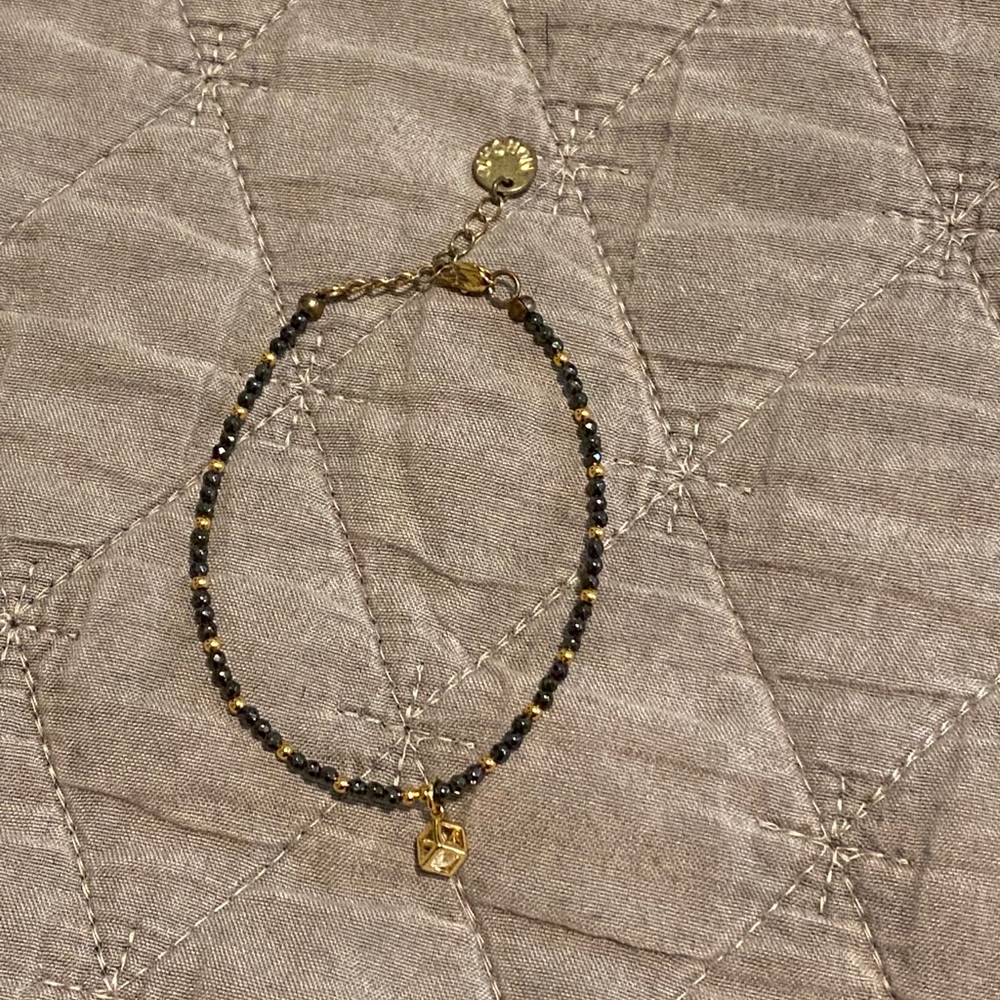 Cute small beaded bracelet with CZ charm